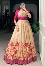 Load image into Gallery viewer, Pink Silk Printed Gown
