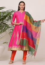 Load image into Gallery viewer, Pink Silk Readymade Churidar Salwar Suit
