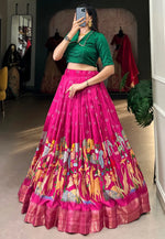Load image into Gallery viewer, Pink Silk Readymade Circular Lehenga Choli
