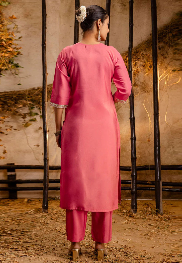 Pink Silk Readymade Pakistani Suit