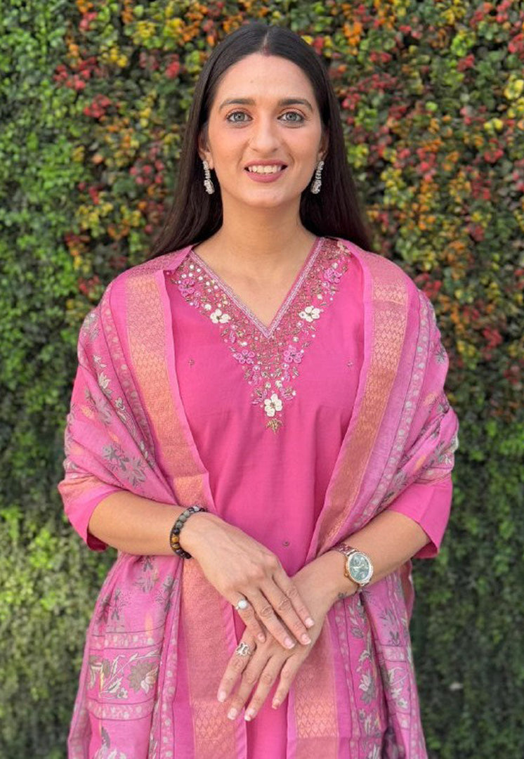 Pink Silk Readymade Pakistani Suit
