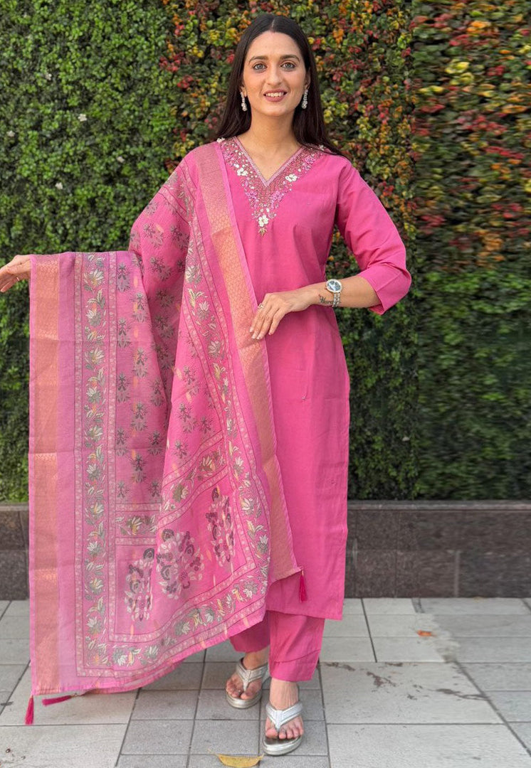 Pink Silk Readymade Pakistani Suit