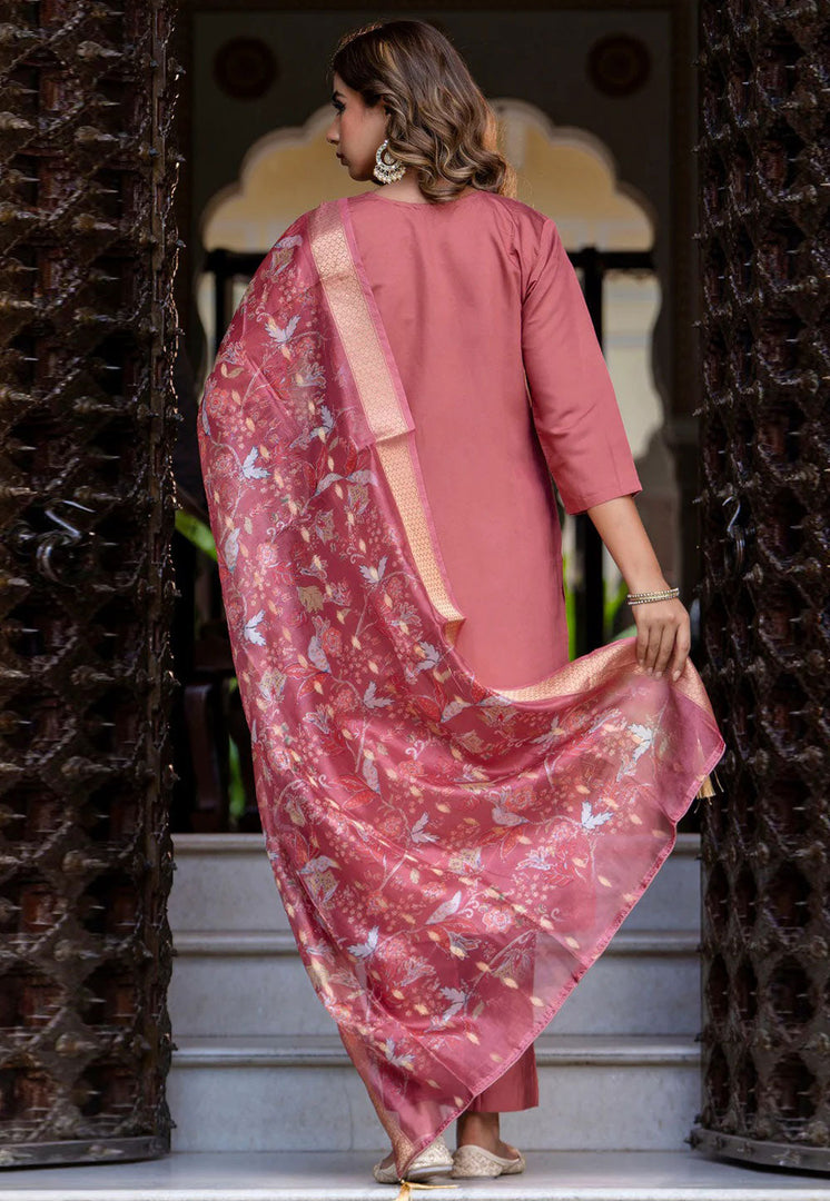Pink Silk Readymade Pakistani Suit