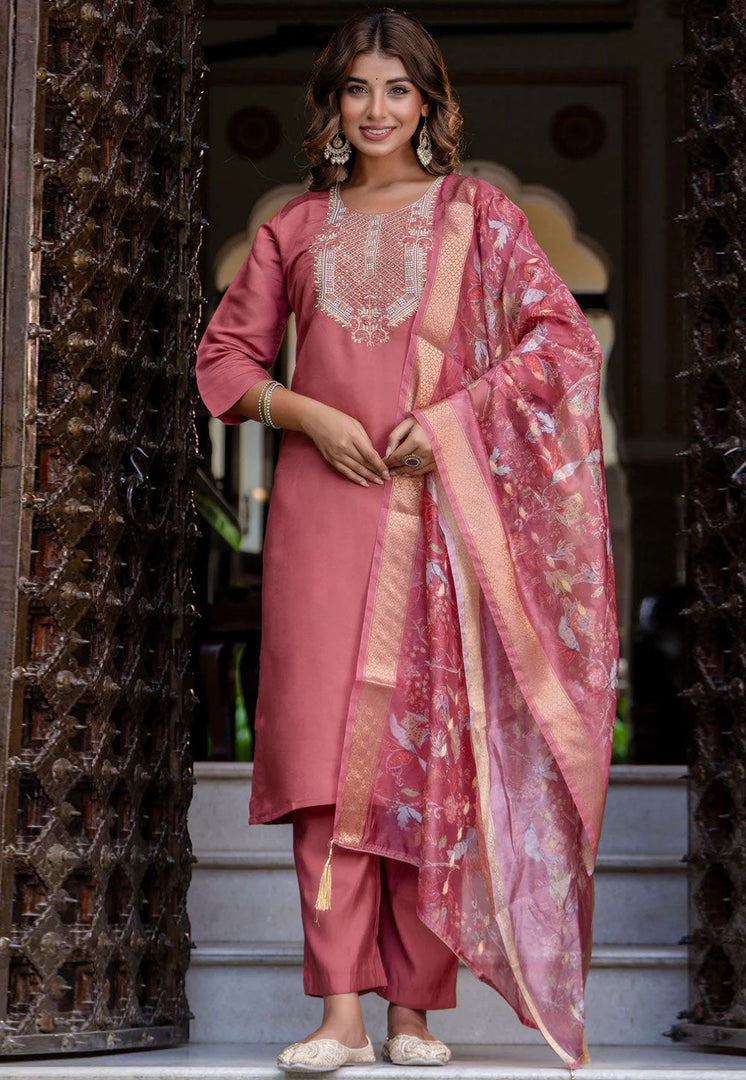 Pink Silk Readymade Pakistani Suit