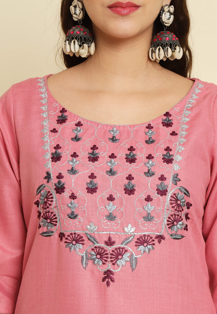 Pink Silk Readymade Pakistani Suit