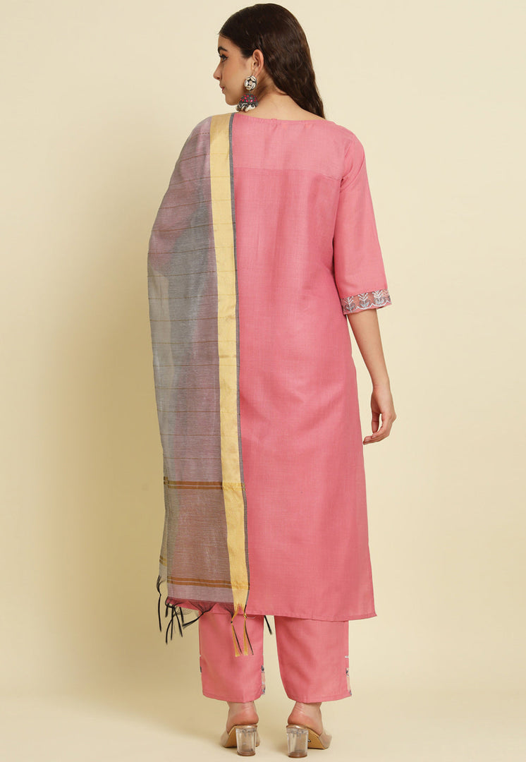 Pink Silk Readymade Pakistani Suit