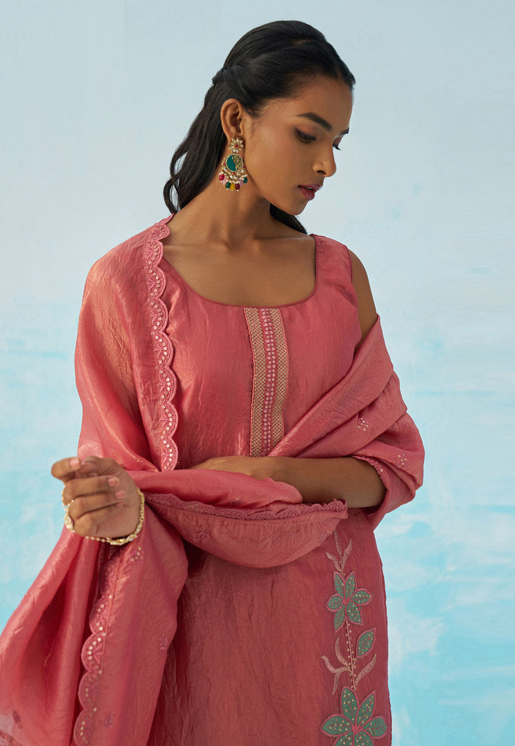Pink Silk Readymade Pakistani Suit