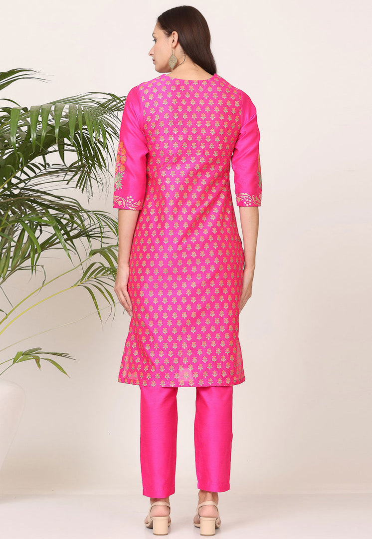 Pink Silk Readymade Pakistani Suit