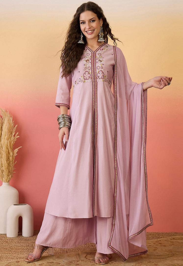 Pink Silk Readymade Pakistani Suit