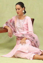Load image into Gallery viewer, Pink Silk Readymade Pant Style Suit
