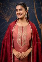 Load image into Gallery viewer, Pink Silk Readymade Pant Style Suit
