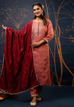 Load image into Gallery viewer, Pink Silk Readymade Pant Style Suit
