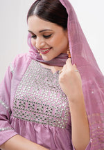 Load image into Gallery viewer, Pink Silk Readymade Pant Style Suit
