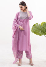 Load image into Gallery viewer, Pink Silk Readymade Pant Style Suit
