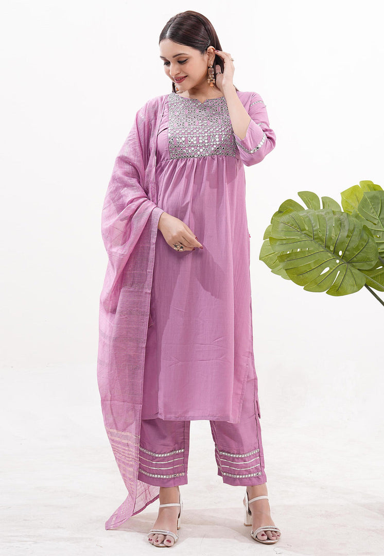 Pink Silk Readymade Pant Style Suit