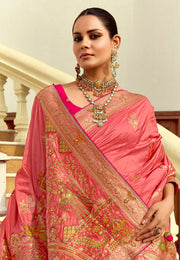Pink Silk Saree With Blouse