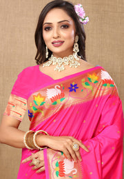 Pink Silk Saree With Blouse