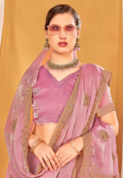 Pink Silk Saree With Blouse