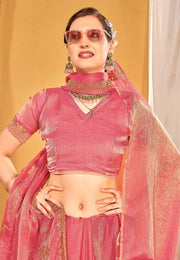Pink Silk Saree With Blouse