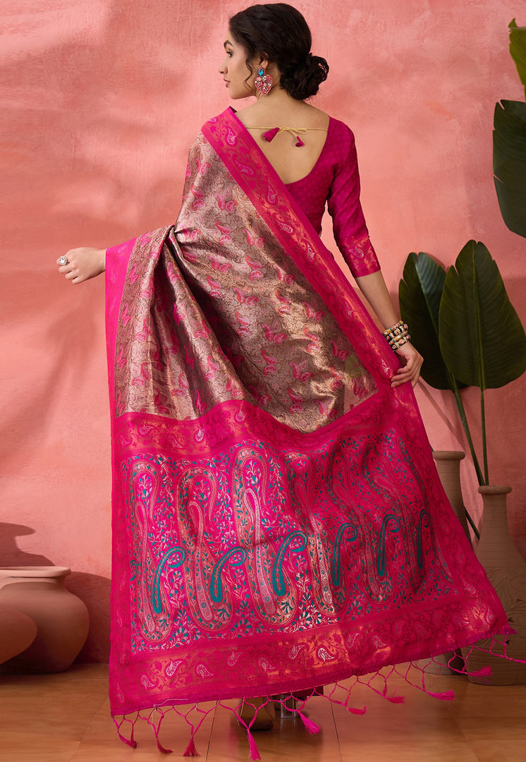 Pink Silk Saree With Blouse