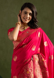 Pink Silk Saree With Blouse