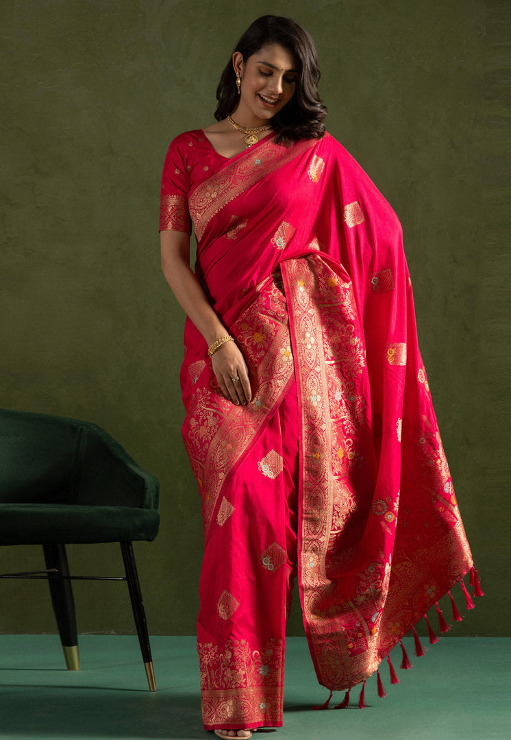 Pink Silk Saree With Blouse
