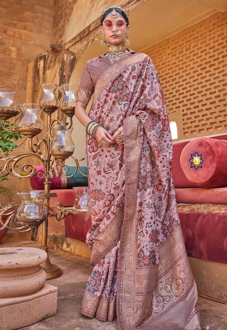 Pink Silk Saree With Blouse
