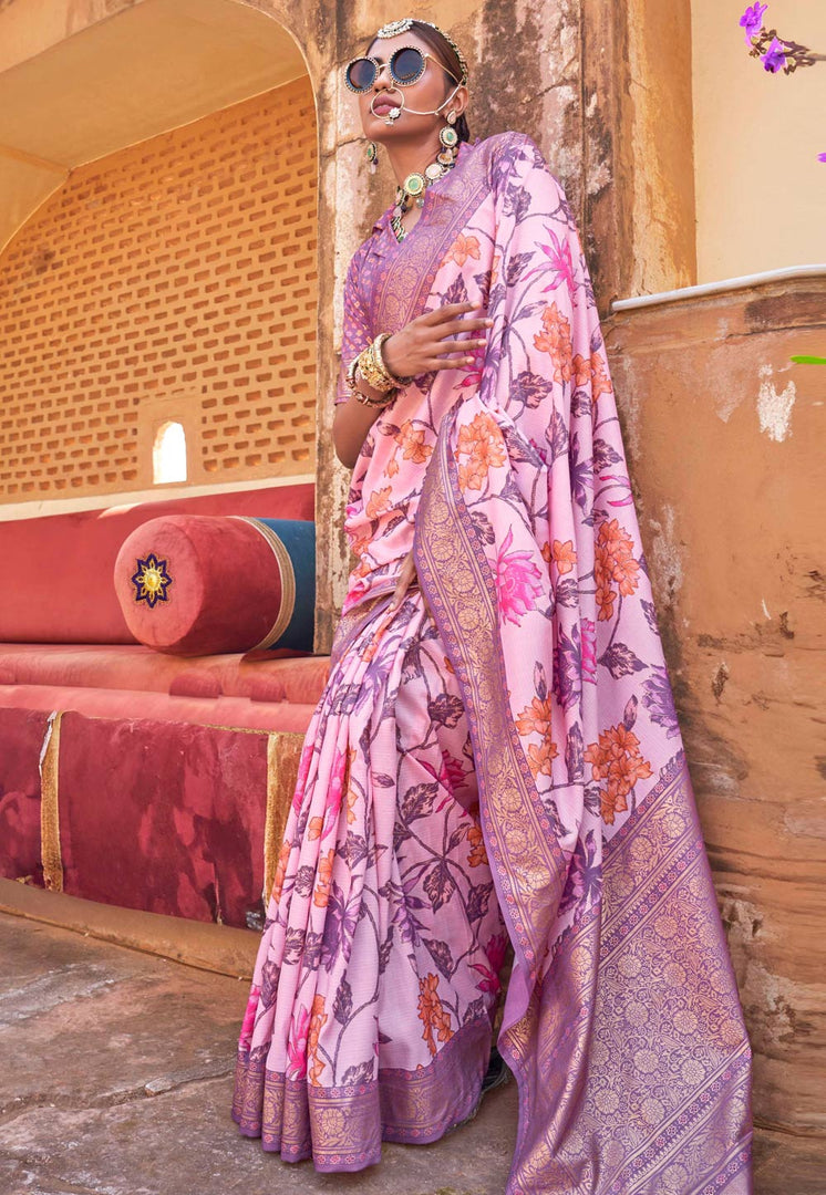 Pink Silk Saree With Blouse