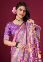 Load image into Gallery viewer, Pink Silk Satin Saree With Blouse