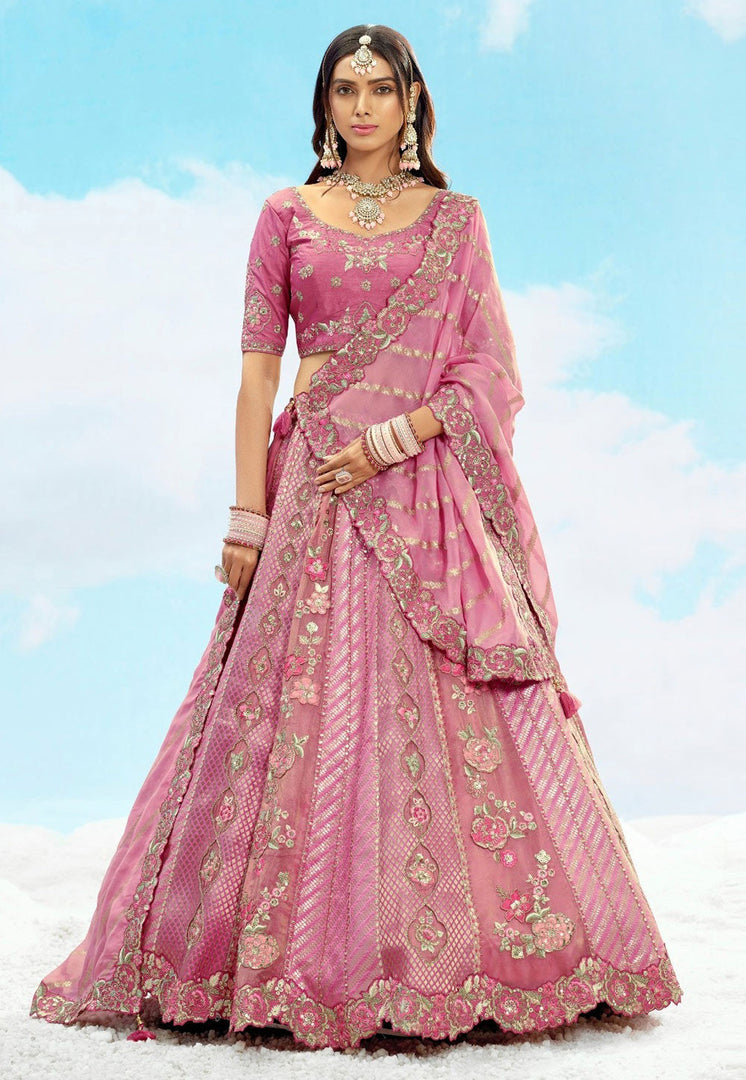 Pink Silk Wedding Lehenga Choli