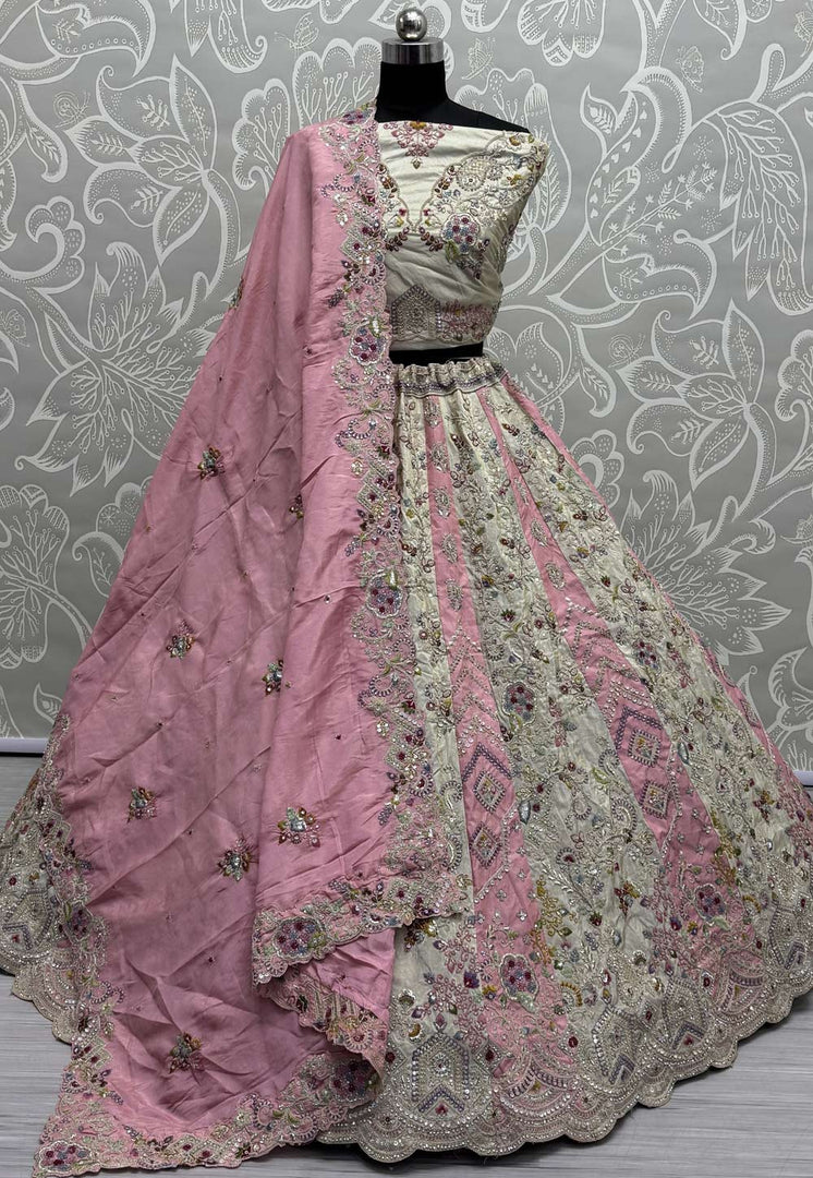 Pink Silk Wedding Lehenga Choli