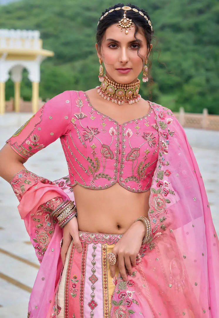 Pink Silk Wedding Lehenga Choli