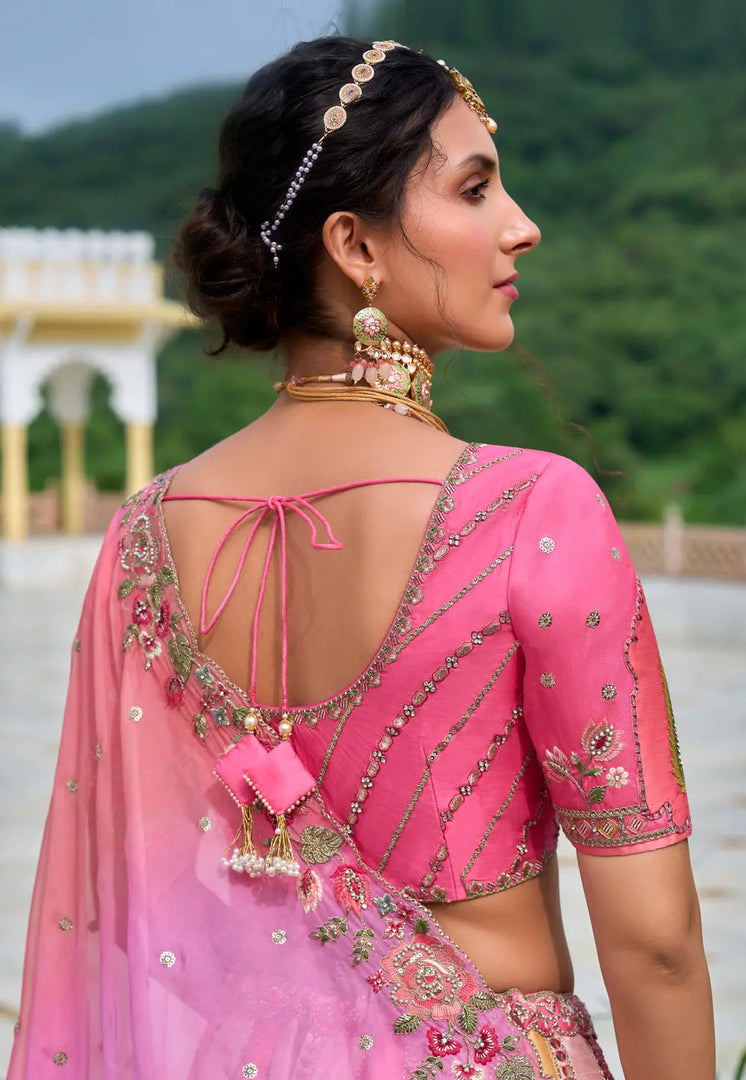 Pink Silk Wedding Lehenga Choli