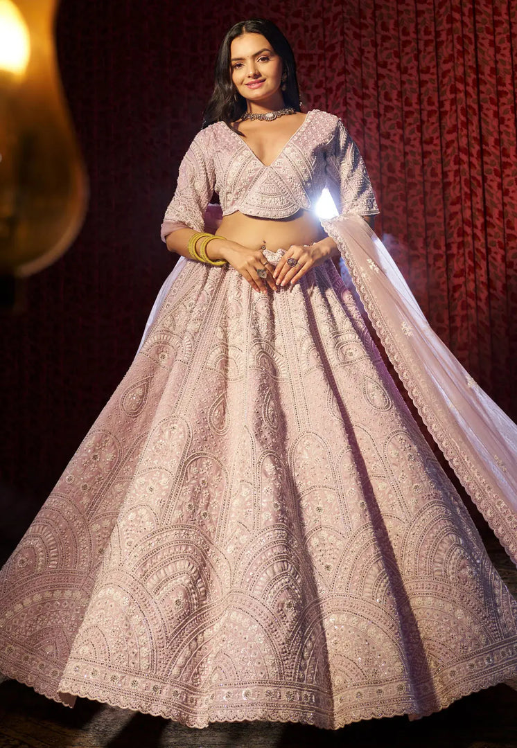 Pink Silk Wedding Lehenga Choli