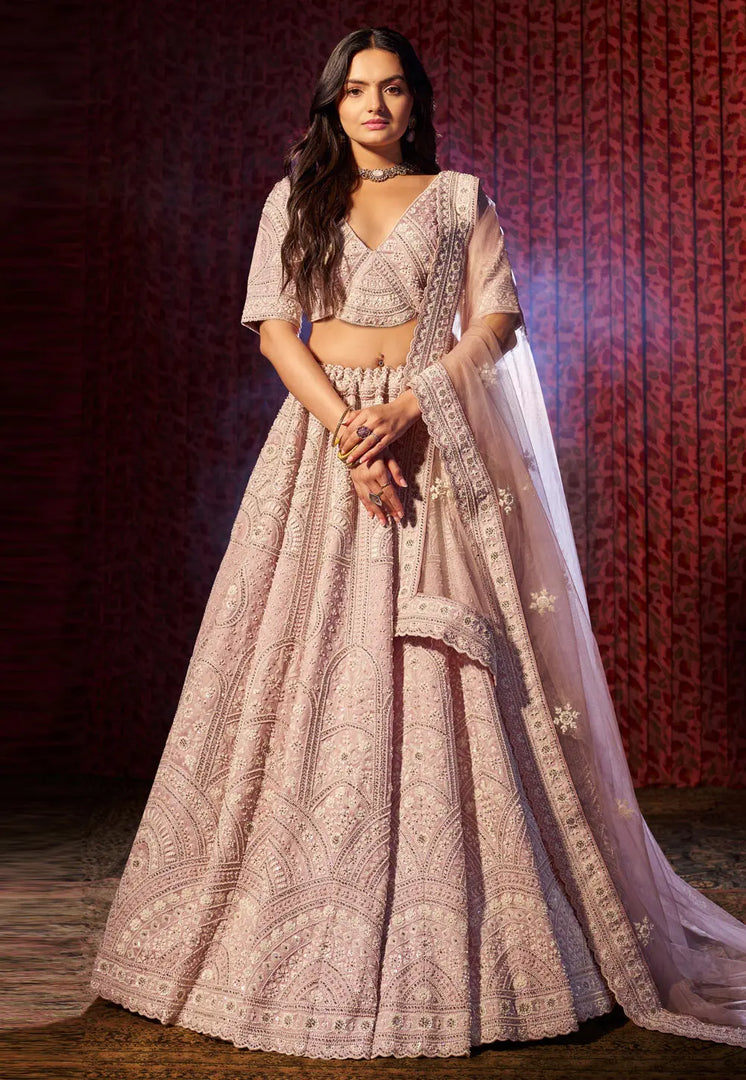 Pink Silk Wedding Lehenga Choli