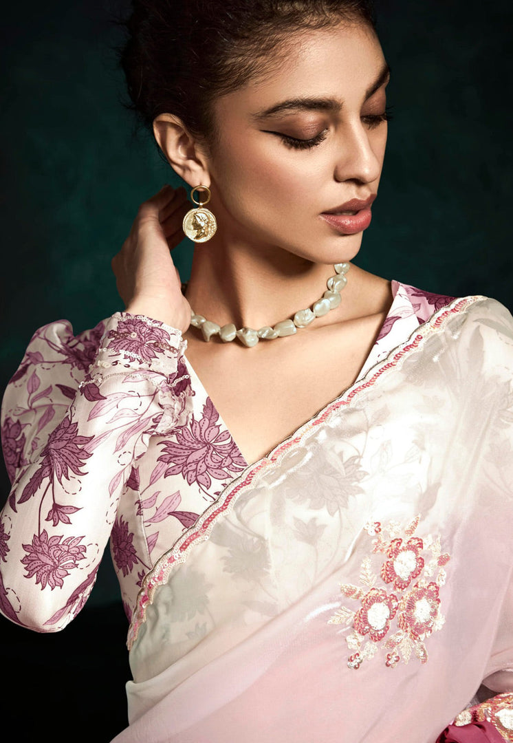 Pink Tissue Saree With Blouse