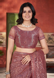 Pink Tissue Saree With Blouse