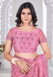 Pink Tissue Sequence Saree