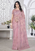 Load image into Gallery viewer, Pink Tissue Sequence Saree
