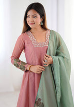 Load image into Gallery viewer, Pink Tissue Silk Readymade Anarkali Suit
