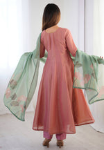 Load image into Gallery viewer, Pink Tissue Silk Readymade Anarkali Suit
