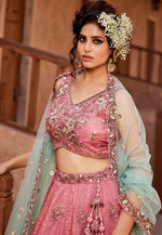 Load image into Gallery viewer, Pink Tissue Wedding Lehenga Choli
