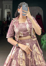 Load image into Gallery viewer, Pink Tussar Silk Jacket Style Lehenga Choli
