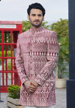 Load image into Gallery viewer, Pink Velvet Indo Western Suit
