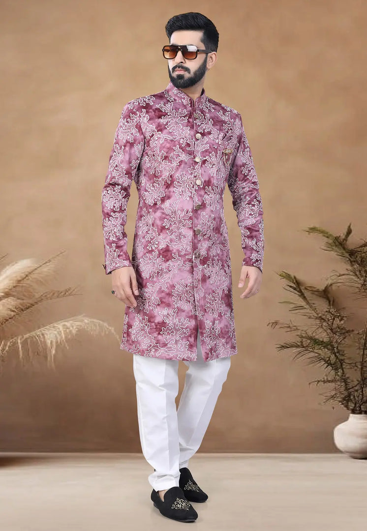 Pink Velvet Indo Western Suit