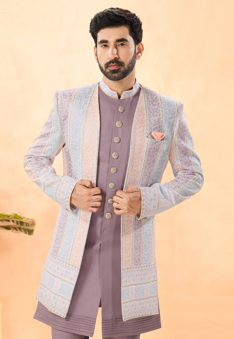 Pink Velvet Indo Western Suit