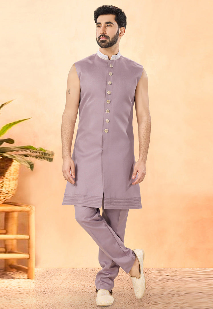 Pink Velvet Indo Western Suit