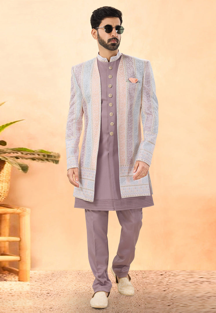 Pink Velvet Indo Western Suit
