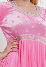 Load image into Gallery viewer, Pink Velvet Readymade Palazzo Suit
