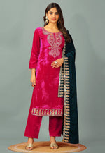 Load image into Gallery viewer, Pink Velvet Readymade Pant Style Suit
